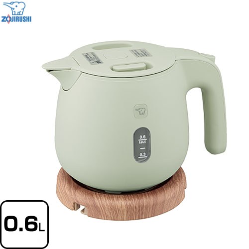 [CK-SA06-GZ] 象印 電気ケトル・ポット 電気ケトル 0.6L 消費電力湯沸かし時（W）：1300 Ag＋抗菌加工：本体外側・ふた上面（注ぎ口、注ぎ口カバー、電源プレート除く） ダスティグリーン 【送料無料】
