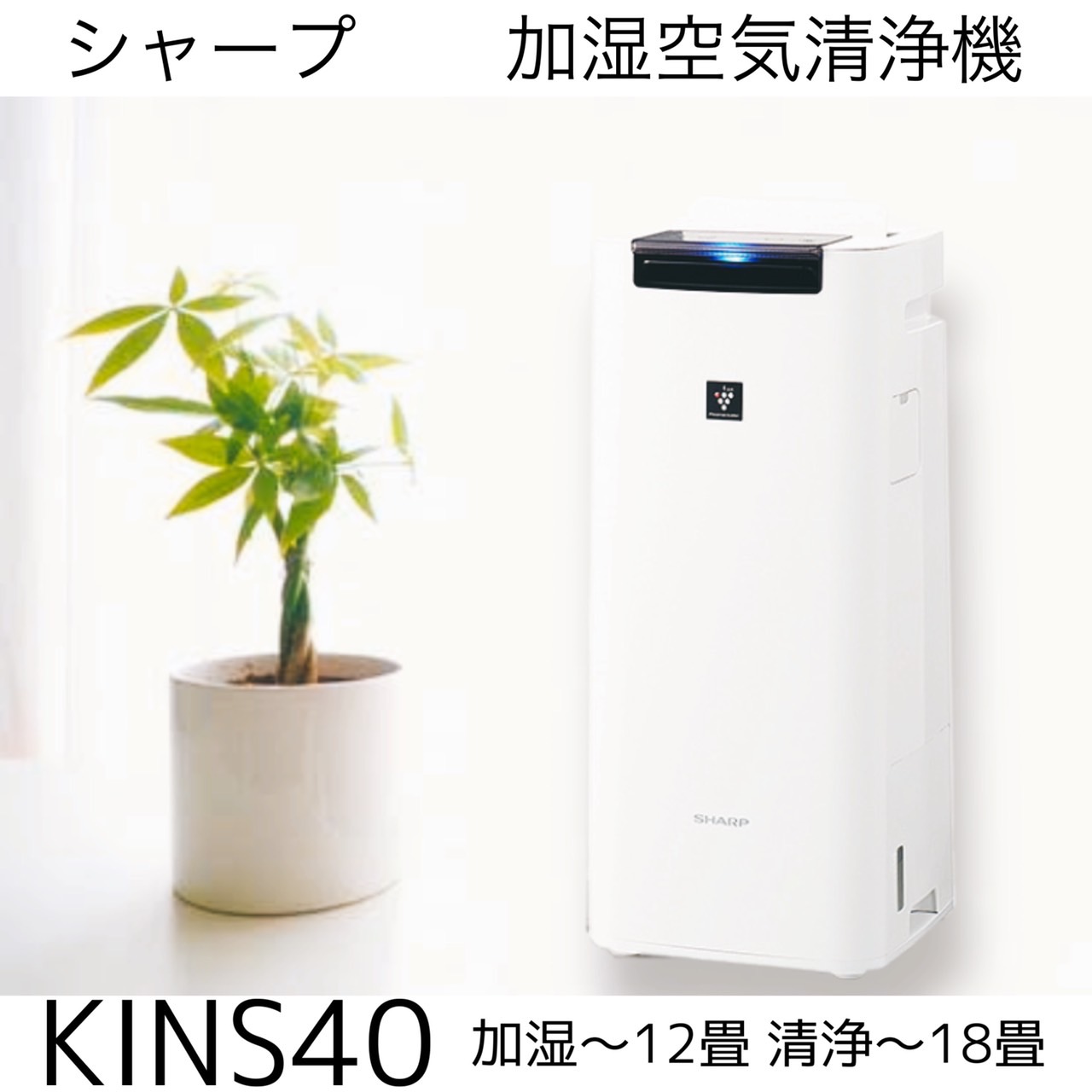 空気清浄機 シャープ プラズマクラスター25000 KI-NS40-W 加湿器 加湿空気清浄機 空気洗浄機 SHARP 抗菌 防カビ ウィルス対策  花粉対策 PM2.5 加湿〜12畳 清浄〜18畳 日本に