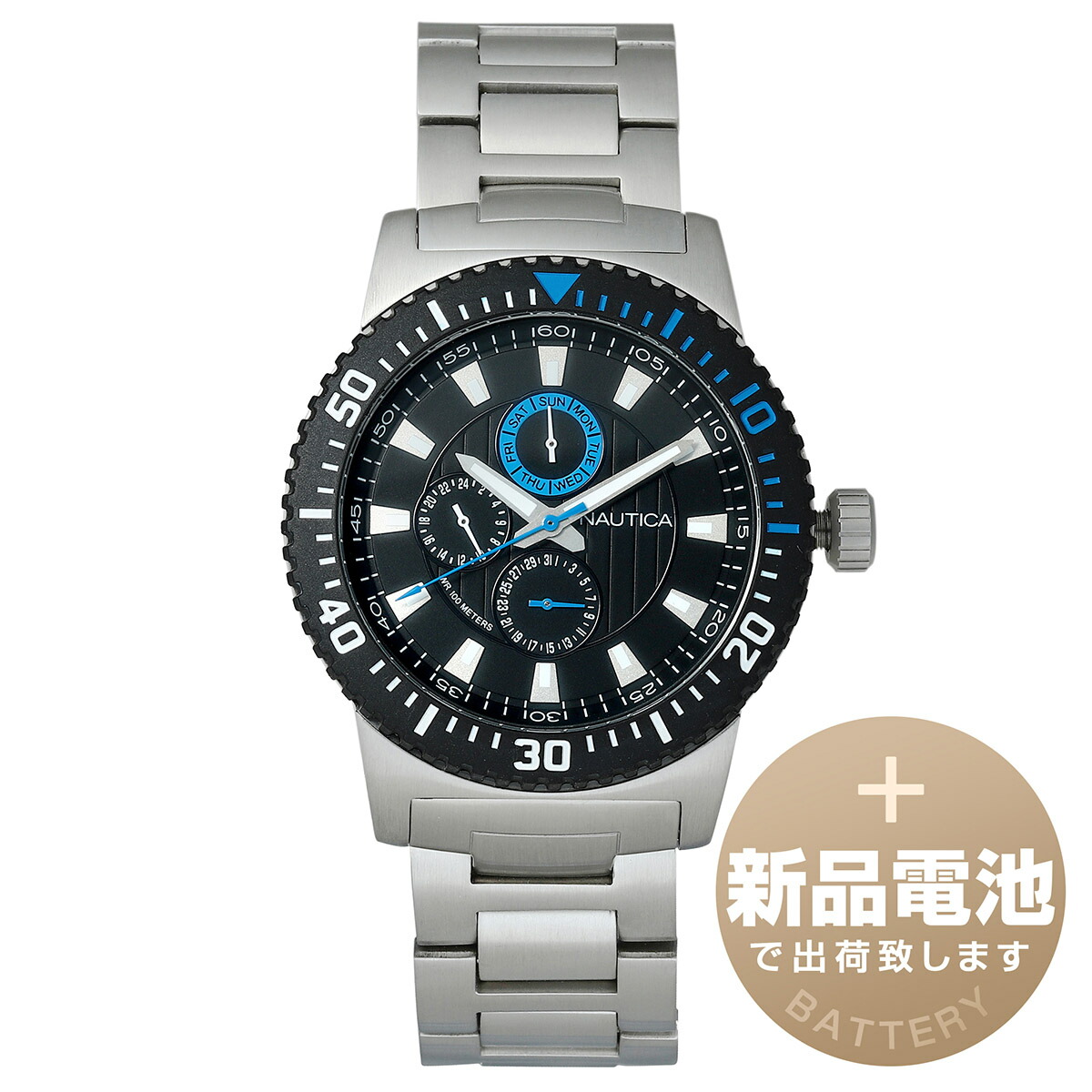 【新品電池で安心出荷】 ノーティカ NST16 マルチ 腕時計 NAUTICA NST16 MULTI A18679G ブラック メンズ ブランド 時計 新品 正規品