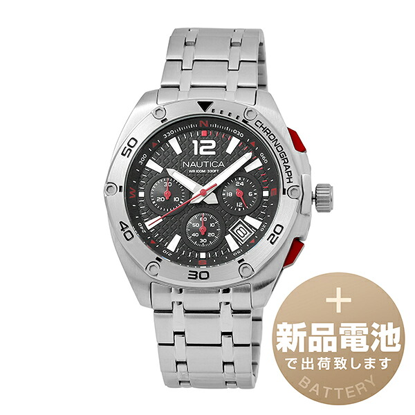 【新品電池で安心出荷】 ノーティカ ティンキャンベイ クロノ 腕時計 NAUTICA TIN CAN BAY CHRONO NAPTCF206 ブラック メンズ ブランド 時計 新品 正規品