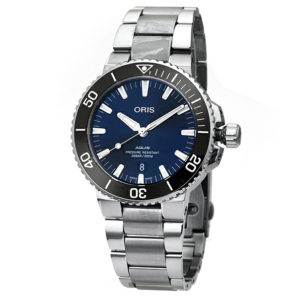 オリス アクイス デイト 腕時計 ORIS 01 733 7730 4135-07 8 24 05PEB ブルー ブランド 時計|ハタ貴金属