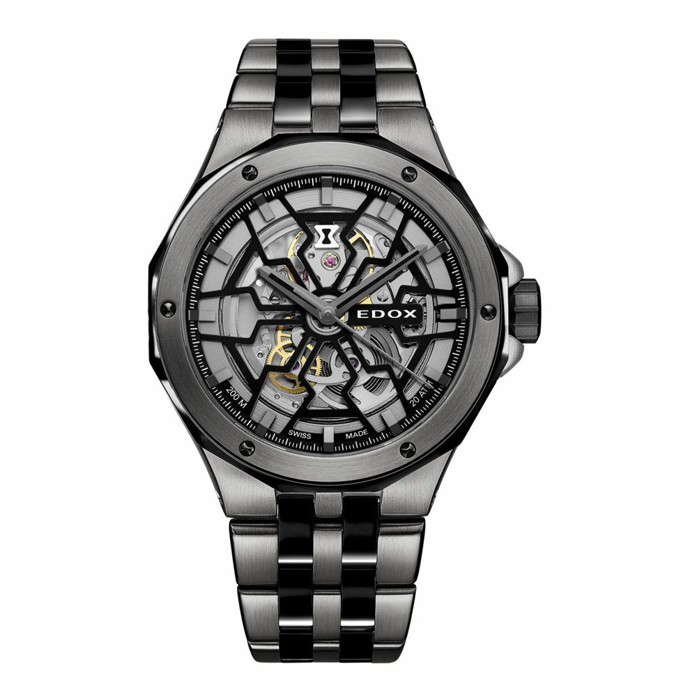 MHL. クォーツ腕時計 ブラウン/ブラック デルフィン メカノ オートマティック | EDOX Official Site