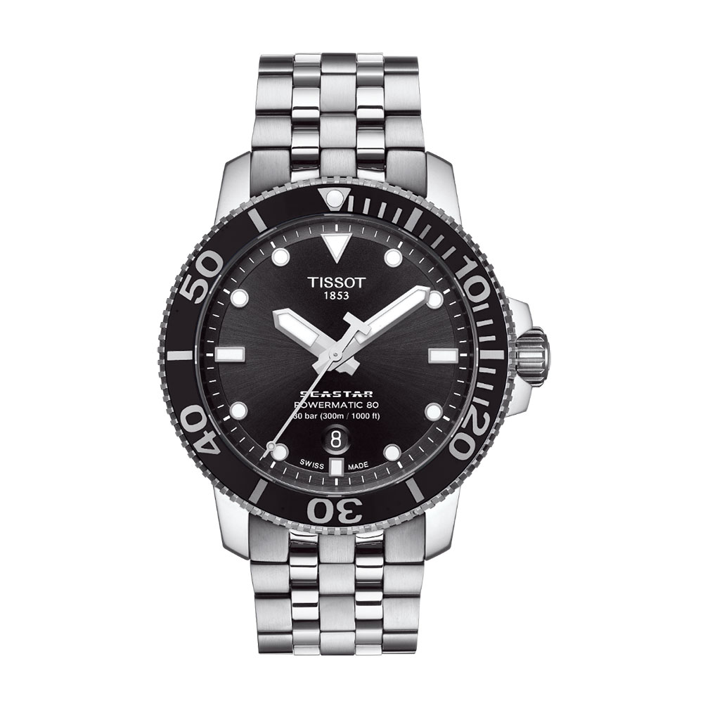 【15日限定 抽選で最大100%ポイントバック】ティソ TISSOT 腕時計 メンズ シースター 1000 オートマティック パワーマティック 80 ブラック 自動巻き T120.407.11.051.00 T1204071105100 国内正規品