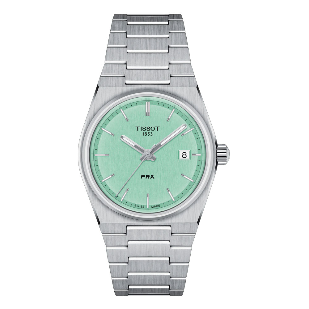 【マラソン限定 エントリーでさらにポイント10倍】ティソ TISSOT 腕時計 メンズ PRX 35mm ピーアールエックス ライトグリーン クオーツ T137.210.11.091.00 T1372101109100 国内正規品｜oomiya Online Store