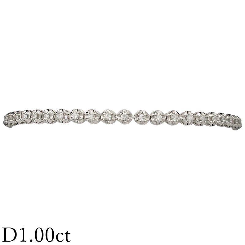 ダイヤモンド/1.00ct テニス ブレスレット K18WG I1841