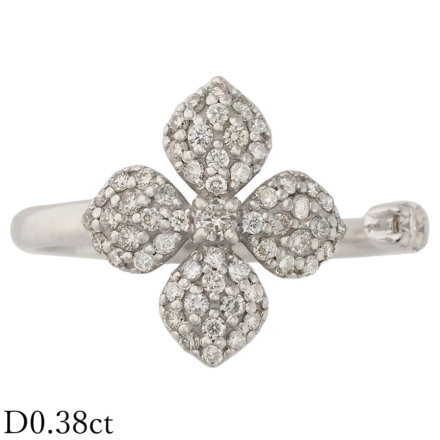 SEIKO JEWELRY Pt900 ダイヤモンド リング 9号 Seiko Pt900 diamond ring 0.36ct flower - Auth free shipping