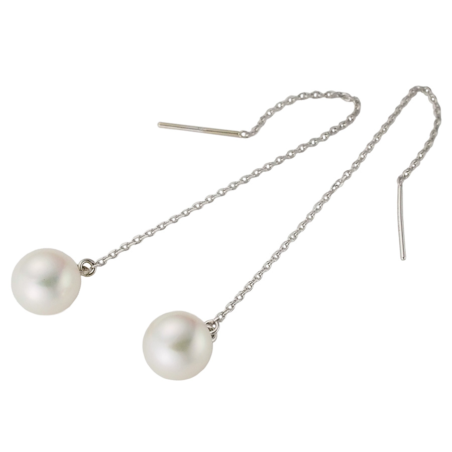 楽天市場】TASAKI 淡水真珠 ピアス EC-3679-18KYG ロング 曲線