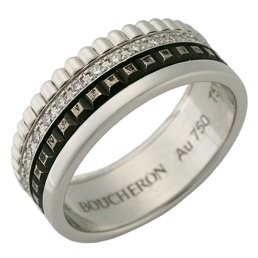 ブシュロン ダイヤモンド キャトルブラック リング K18WG【中古】【JS1837】