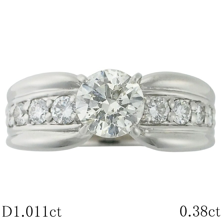 K-SI2-G ダイヤモンド/1.011ct ダイヤ/0.38ct デザイン リング Pt900 12.5号 ソーティング付【中古】【JS1871】