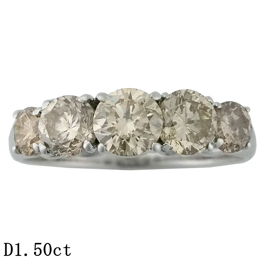 ダイヤモンド/1.50ct デザイン リング K18WG 15号【中古】【JS1889】