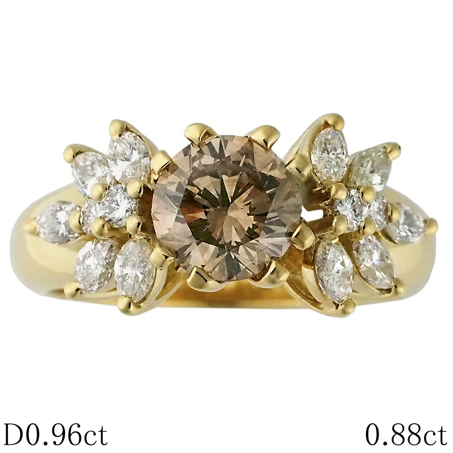 FB-VS2-RD ダイヤモンド/0.96ct ダイヤ/0.88ct デザイン リング K18YG 13.5号 ソーティング付【中古】【JS1901】