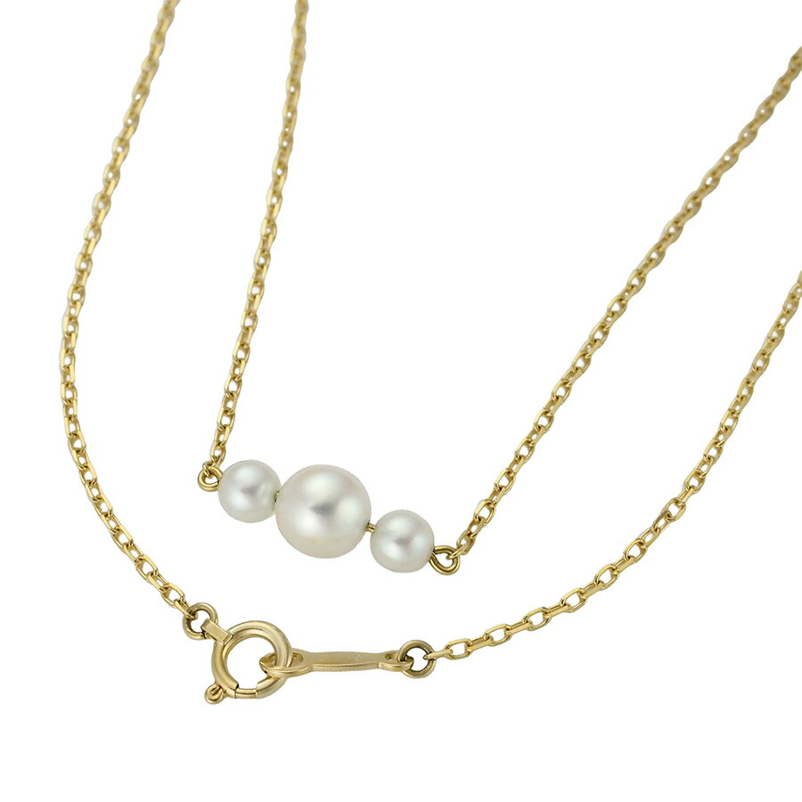 ミキモト 3パール ネックレス K18YG【中古】【JS1889】