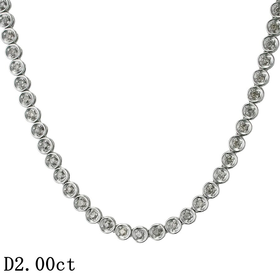 ダイヤモンド/2.00ct テニス ネックレス K18WG【中古】【JS1879】|Jewel&Watch Supply