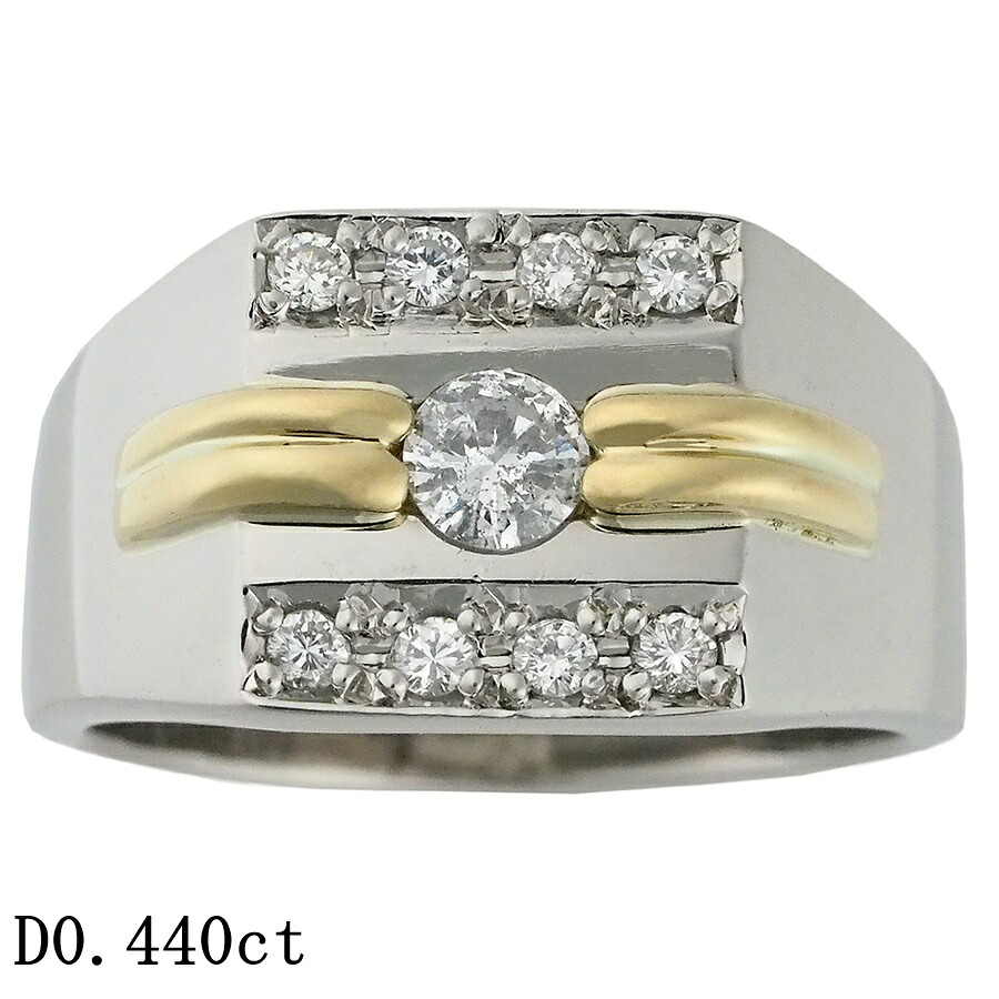 ダイヤモンド/0.440ct 印台 メンズ リング Pt900 K18YG 22号【中古】【JS1874】|Jewel&Watch Supply