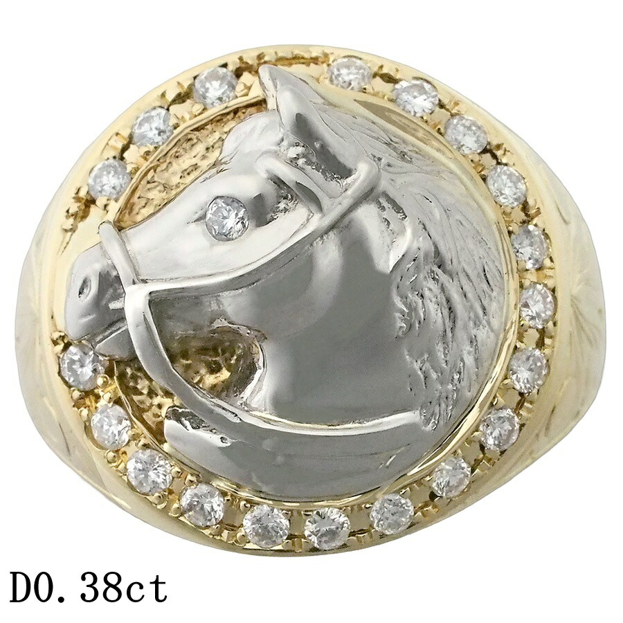 ダイヤモンド/0.38ct 印台 メンズ リング K18YG /Pt900 20号【中古】【JS1884】