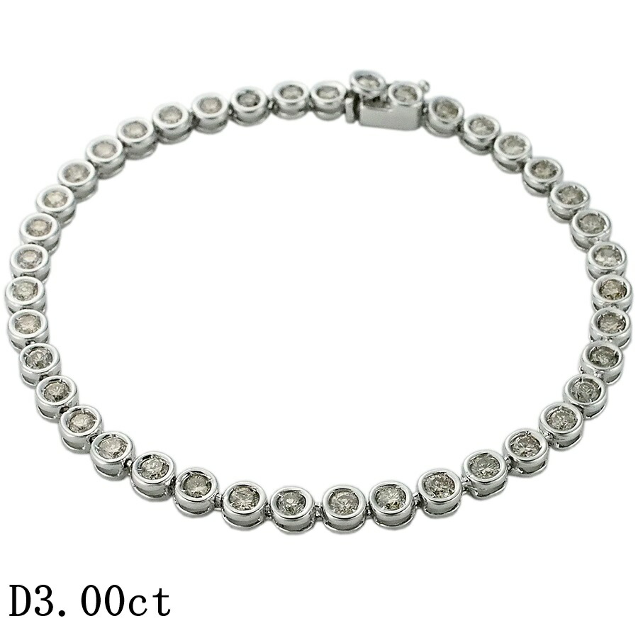楽天市場】ダイヤモンド/3.00ct テニス ブレスレット K18WG【中古