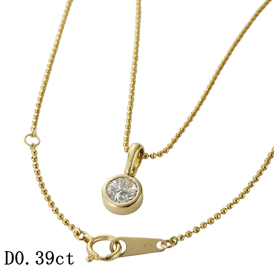ダイヤモンド/0.39ct ネックレス K18YG【中古】【JS1899】