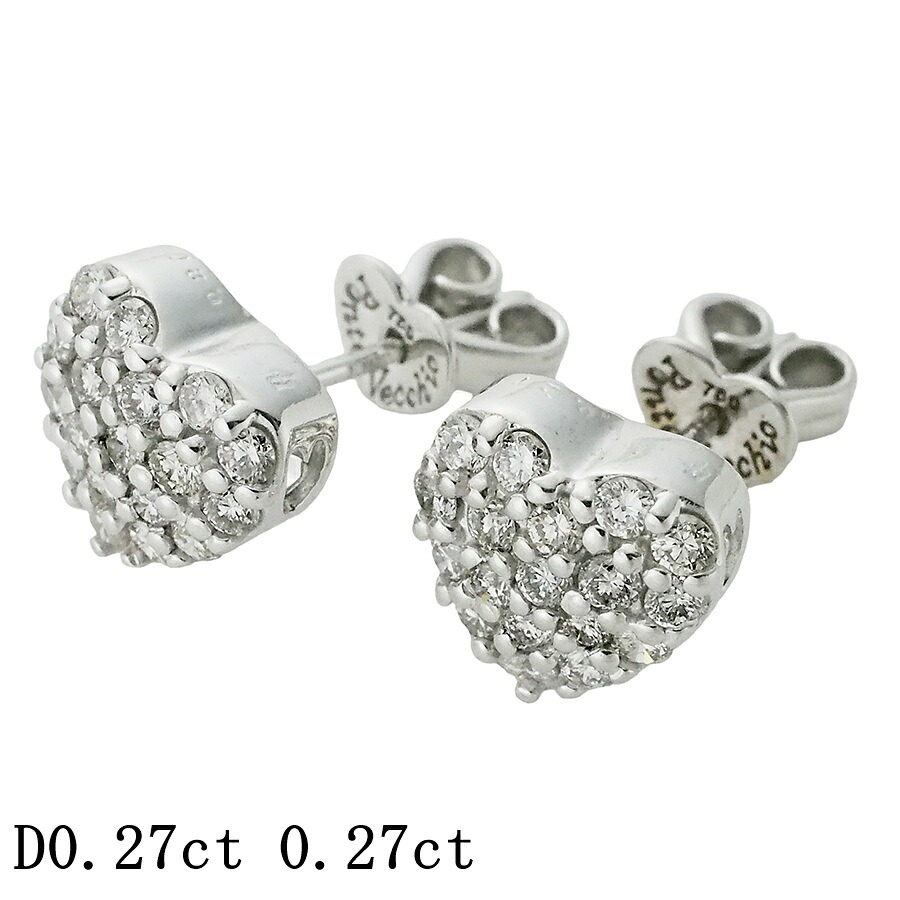 ポンテヴェキオ ダイヤモンド/0.27ct&times;2 パヴェハート ピアス K18WG【中古】【JS1923】｜Jewel＆Watch Supply
