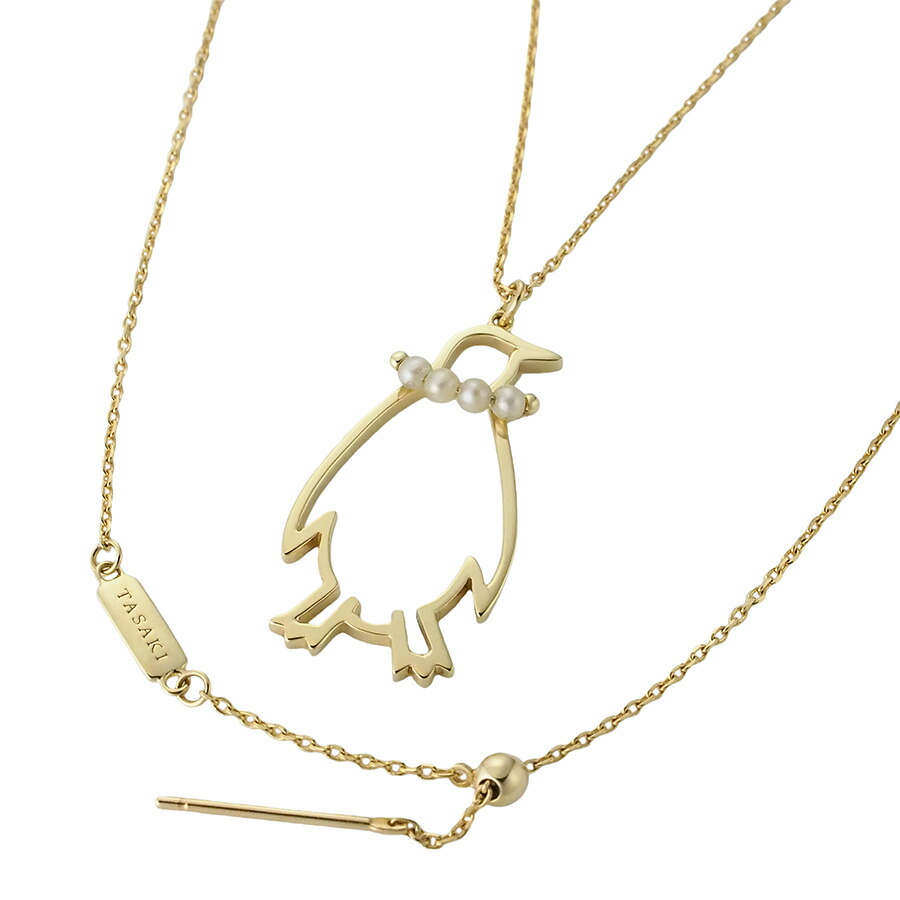タサキ パールズ プリティ イン ペンギン ネックレス K18YG【中古】【JS1902】