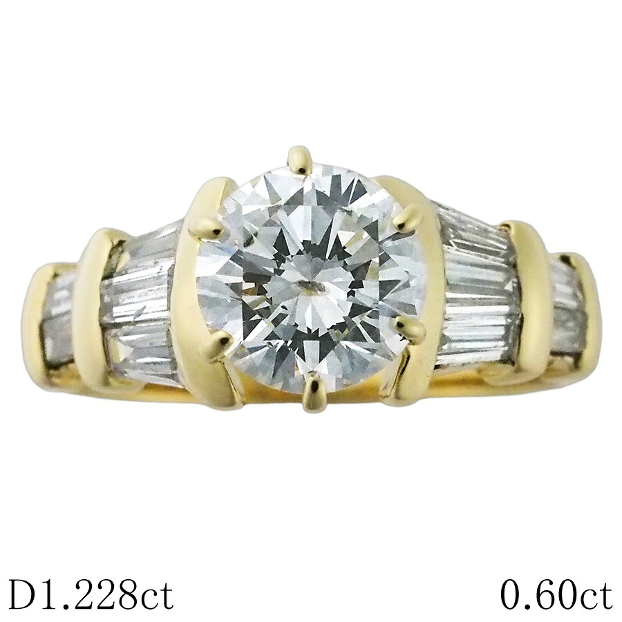 ダイヤモンド/1.228ct ダイヤ/0.60ct デザイン リング K18YG 12.5号【中古】【JS1926】