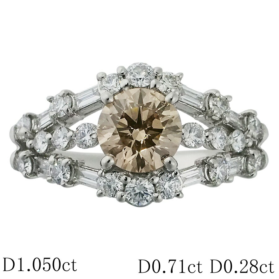 ダイヤモンド/1.050ct ダイヤ/0.71ct ダイヤ/0.28ct デザイン リング Pt900 10.5号【中古】【JS1906】