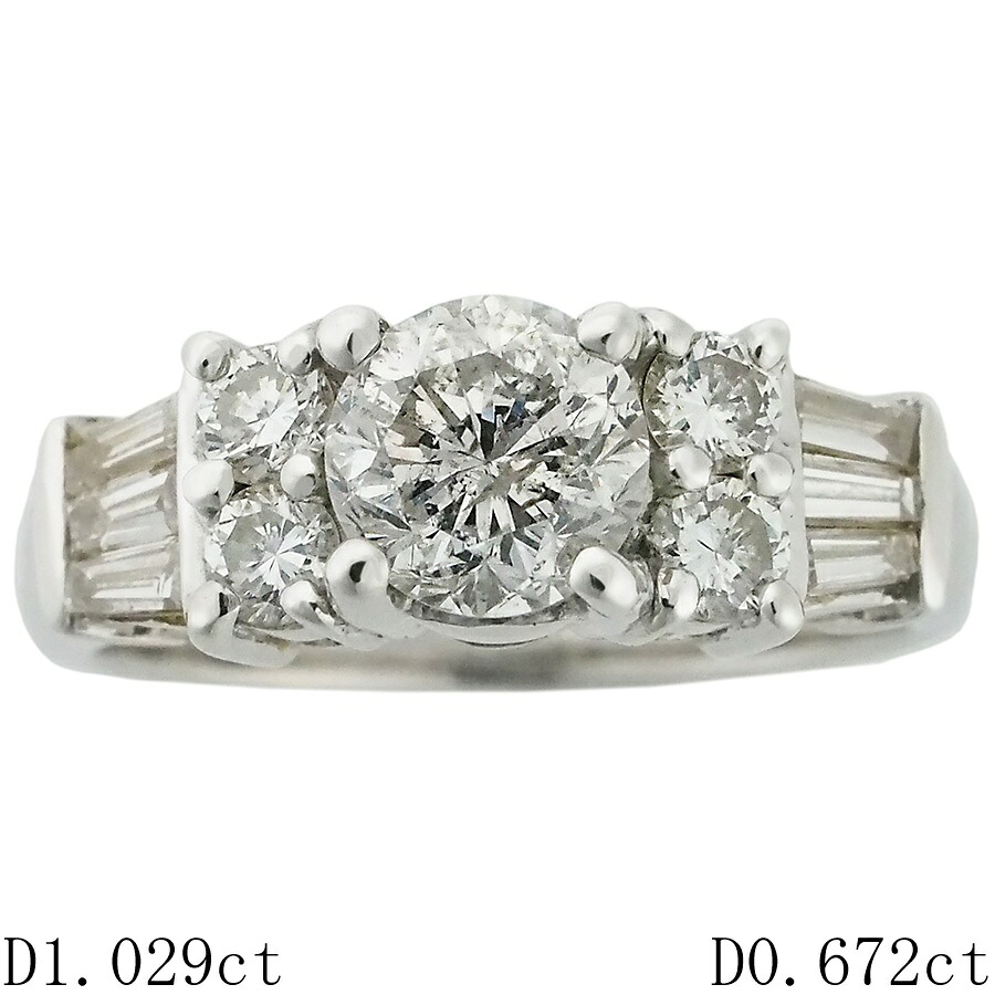 K-I1-P ダイヤモンド/1.029ct ダイヤ/0.672ct リング Pt900 11号 ソーティング付【中古】【JS1936】|Jewel&Watch Supply