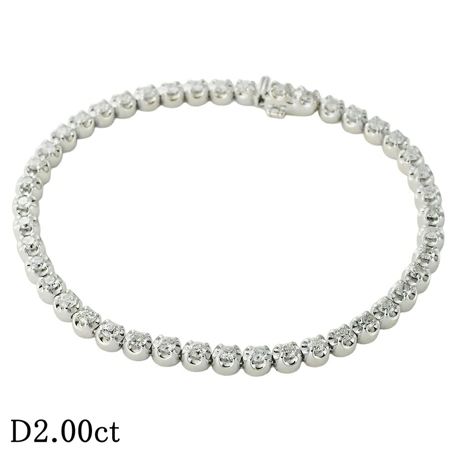 ダイヤモンド/2.00ct テニス ブレスレット K14WG【中古】【JS1954】｜Jewel＆Watch Supply