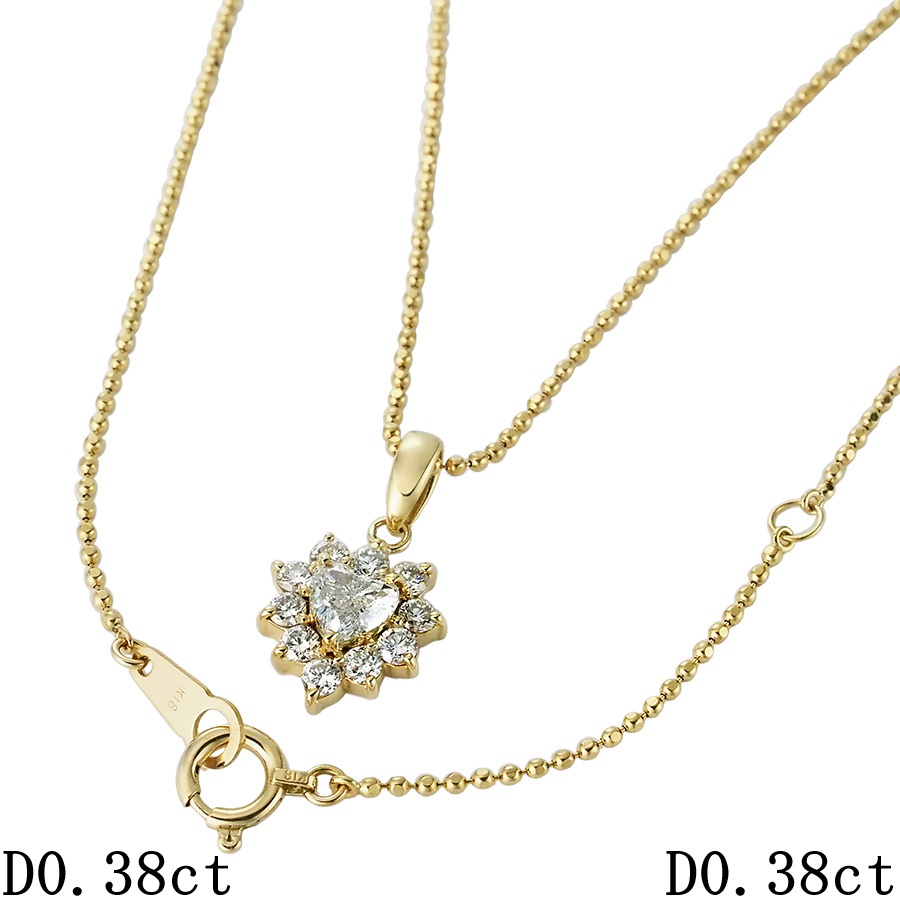 ハートシェイプカット ダイヤモンド/0.38ct ダイヤ/0.38ct デザイン ネックレス K18YG【中古】【JS1961】｜Jewel＆Watch Supply