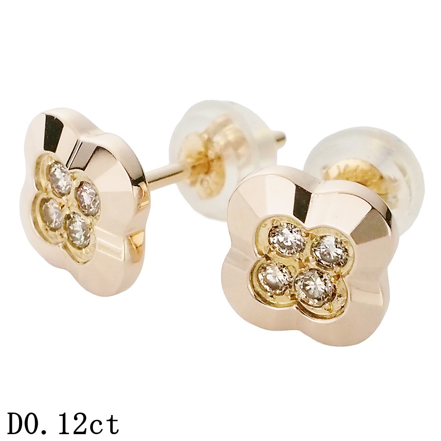 カシケイ ダイヤモンド/0.12ct クローバー ピアス K18BG【中古】【JS1984】|Jewel&Watch Supply