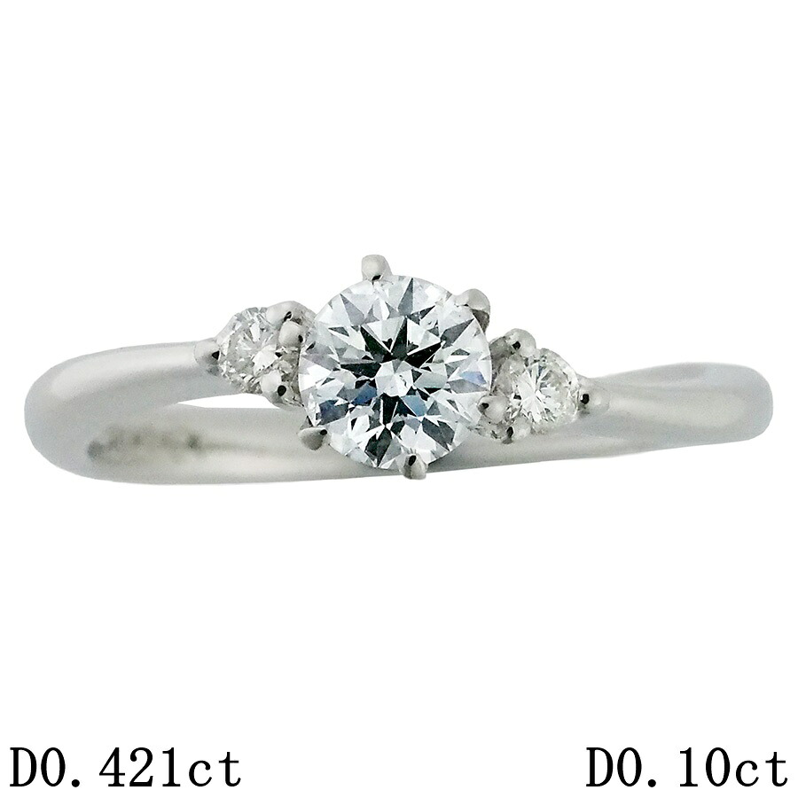 G-SI2-EX ダイヤモンド/0.421ct ダイヤ/0.10ct デザイン リング Pt900 13号 鑑定書付【中古】【JS1984】｜Jewel＆Watch Supply