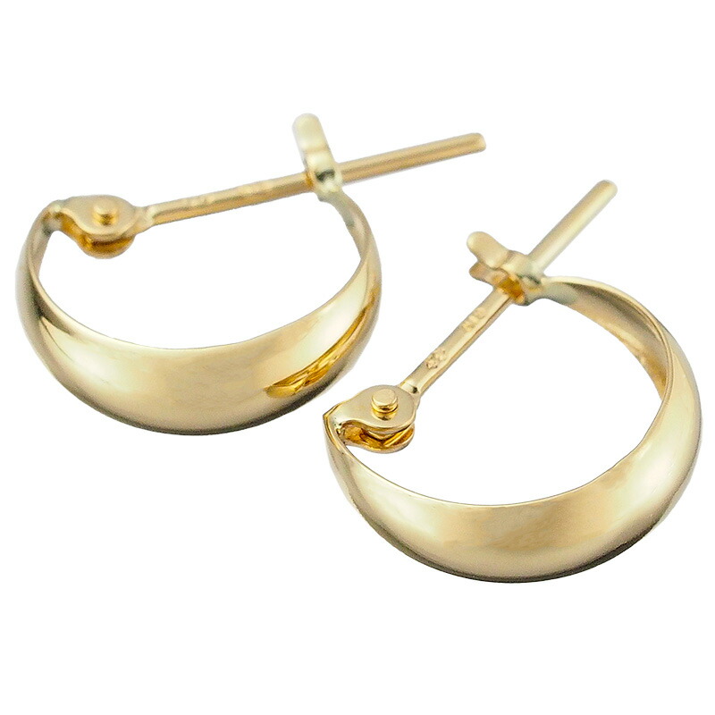 ダイヤモンド/0.12ct×2 フープ デザイン ピアス K18WG I1438