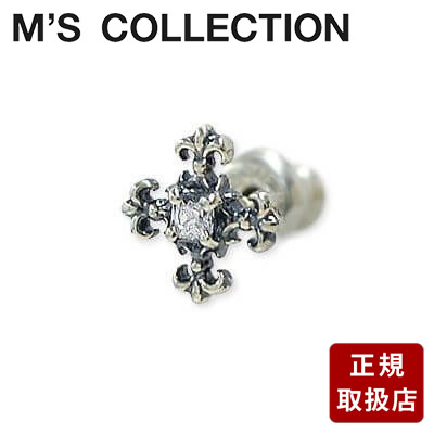 ピアス 片耳用 M's collection エムズコレクション シルバー キュービック ホワイト 彼氏 メンズ クロス プレゼント｜アクセサリー専門店　ジェイウェル