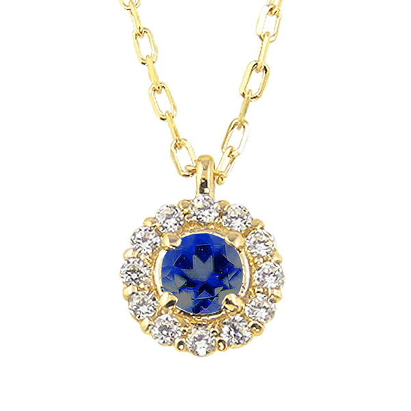 サファイア 取り巻き ネックレス ダイヤモンド 9月誕生石 18金 ペンダント カラーストーン 誕生日 ネックレス レディース チェーン シンプル ファッション｜ジュエリーアイ 50,400円