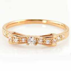 楽天市場】リボンリング リボン モチーフ ダイヤモンドリング 18