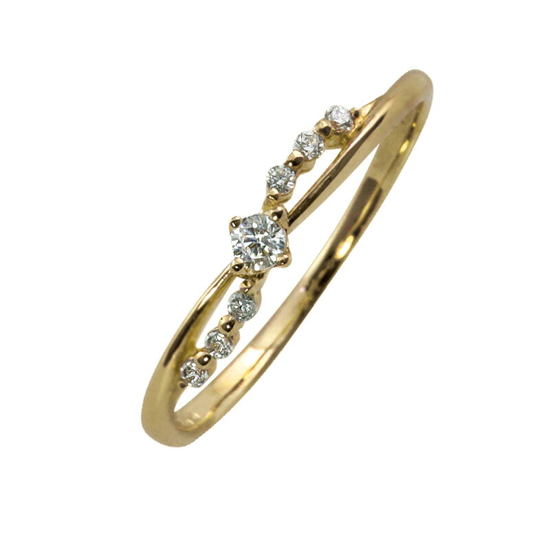 指輪 レディース ダイヤモンドリング 婚約指輪 18金 7石 セブンストーン クロス ゴールド ピンキーリング 1号～ おすすめ プレゼント｜ジュエリーアイ