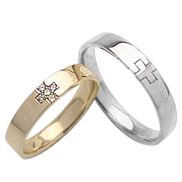 結婚指輪 ゴールド 2本セット 10金 おすすめ イエローゴールドK10 クロス ダイヤモンド ブライダル プレゼント ペア ペアリング