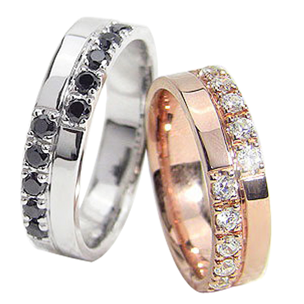 【楽天市場】結婚指輪 ゴールド クロス ダイヤモンド ブラックダイヤモンド 幅広 ペアリング ピンクゴールドK18 ホワイトゴールドK18