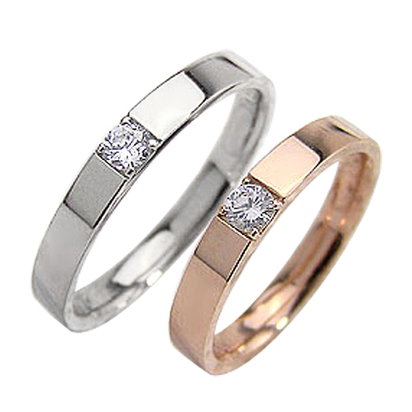 【楽天市場】結婚指輪 ゴールド 一粒ダイヤモンドリング ペアリング ピンクゴールドK18 ホワイトゴールドK18 マリッジリング 18金 2本