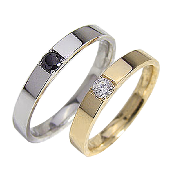 K18YG 一石 ダイヤモンド ペア リング イエローゴールドK18 結婚 指輪 婚約 記念日 マリッジリング 天然ダイヤモンド アクセサリー