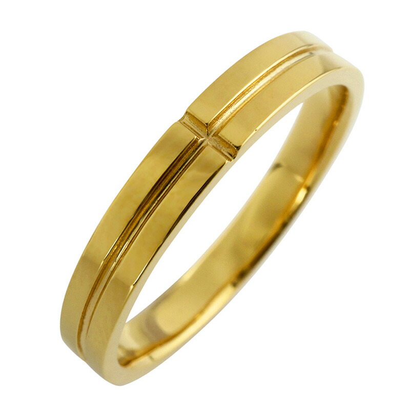 メンズリング 18金 クロス メンズ リング 指輪 K18 ゴールド 18金 3mm 男性用 オシャレ 十字架 ライン アクセサリー おすすめ ギフト プレゼント 受注製作