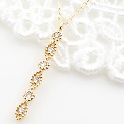 ネックレス レディース ダイヤモンドネックレス 10金 ストレートライン 縦長 Iライン ペンダント K10WG K10PG K10YG Diamond Necklace おすすめ プレゼント