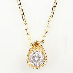 ネックレス レディース 一粒ダイヤネックレス 10金 しずくペンダント K10WG K10PG K10YG diamond necklace 通販ショップ おすすめ ギフト プレゼント 受注製作 fb|ジュエリーアイ