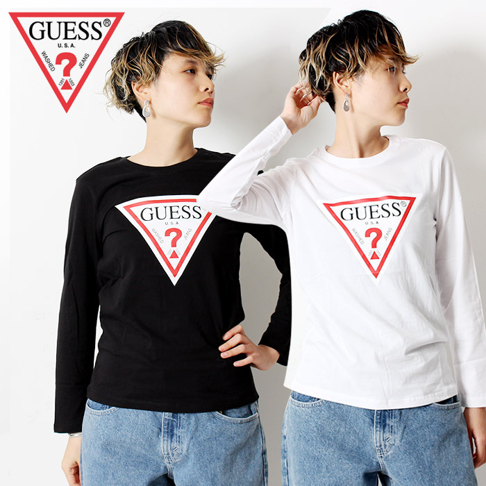 楽天市場 60 Off Guess Guess ゲス トライアングル 長袖 ロングスリーブ Tシャツ ロンt Lot Yi2k9415ls レディース シンプル ロゴ ラフ トップス 黒 白 ストリート セレブ オシャレ ロゴt かわいい ブランド ペアルック リンクコーデ カップル J X T Style