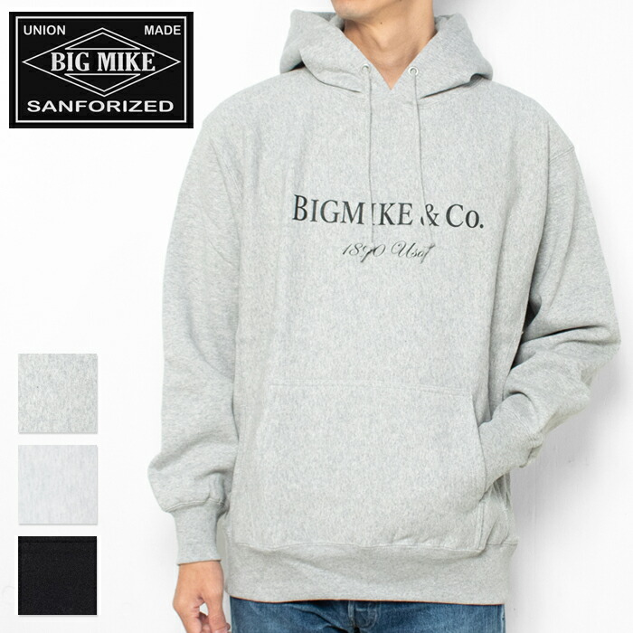 BIGMIKE ビッグマイク パーカー ラグジュアリーロゴ プルオーバー 裏起毛 トレーナー メンズ アメカジ ブランド ゆったり 102538971 マイク スケートスウェット 厚手 冬 タフ 丈夫
