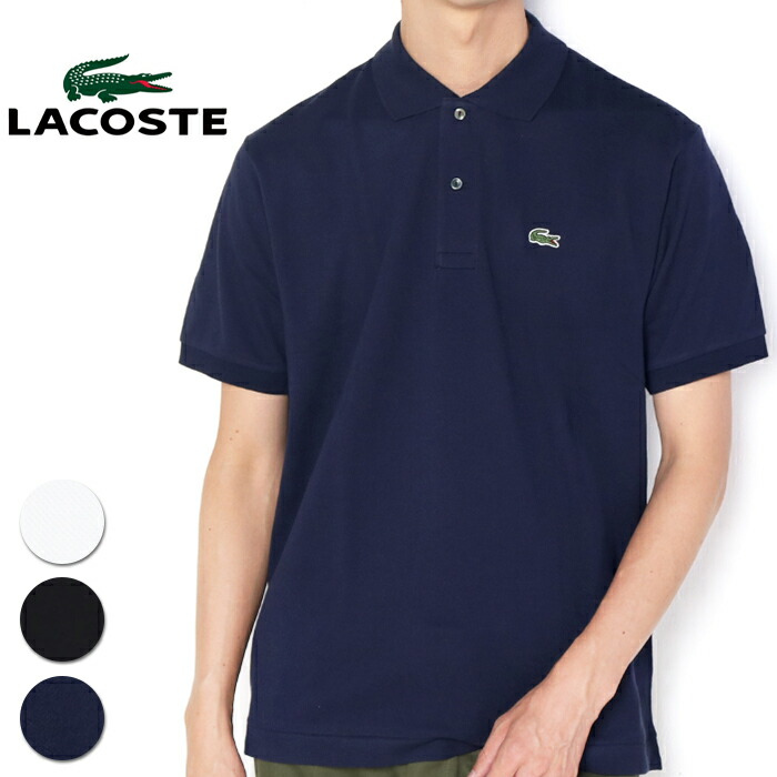 LACOSTE 日本製 ワイド ポロシャツ 鹿の子 ドロップ スリット 紺 LACOSTE 日本製 ワイド ポロシャツ 鹿の子 ドロップ スリット 紺