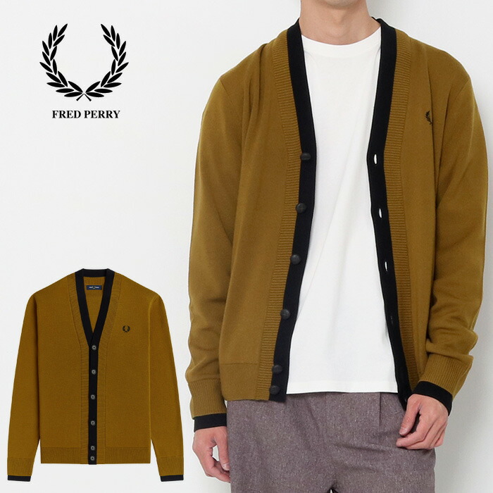 Fred Perry フレッドペリー ダブルプラケットカーディガン Lot K3538 カーディガン ロゴ 定番 おしゃれ メンズ 男性 大人 きれいめ ゆったり カジュアル ブランド シンプル 茶色 ブラウン 春 秋 M L Southwestne Com