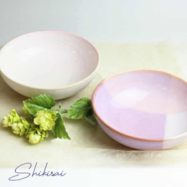食器 おしゃれ 萩焼 Shikisai ボウルMペアセット (木箱) 和食器 椿萩窯 青 ピンク ギフト プレゼント