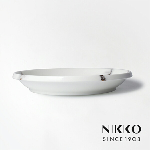 NIKKO(ニッコー) MARBLE GREY(マーブルグレー) 27cmディーププレート 〈11402-1227〉 食器 ワンプレート 深皿 丸皿 メイン皿 大理石 おしゃれ 金 ゴールド 灰色 グレー 白 ホワイト 食洗機可