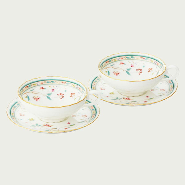 ノリタケ 食器 花更紗 ティーカップ＆ソーサー ペア 〈4409L/P58043A〉 碗皿 食器セット