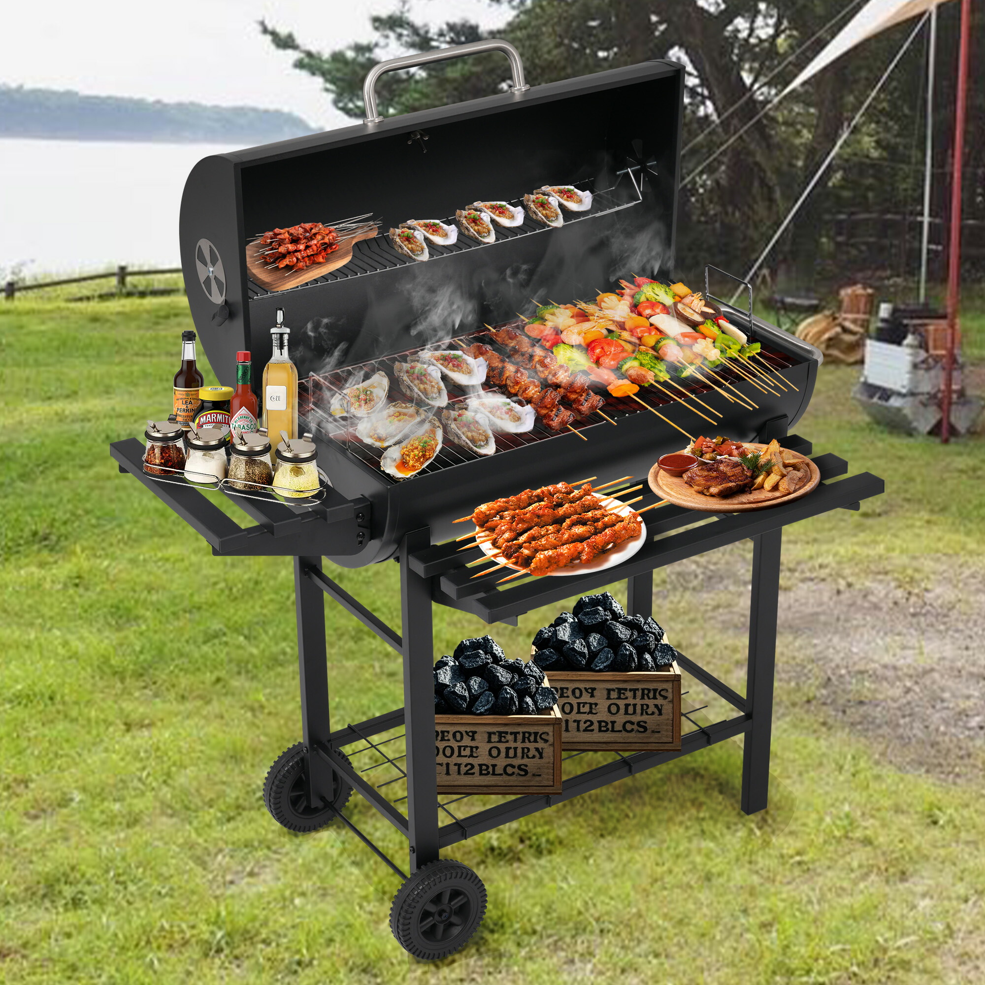 楽天市場】【レビュー特典付き】バーベキューコンロ 焼き網 温度計